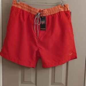 NWT Men's Red & Orange Two toned Swim Trunks XL